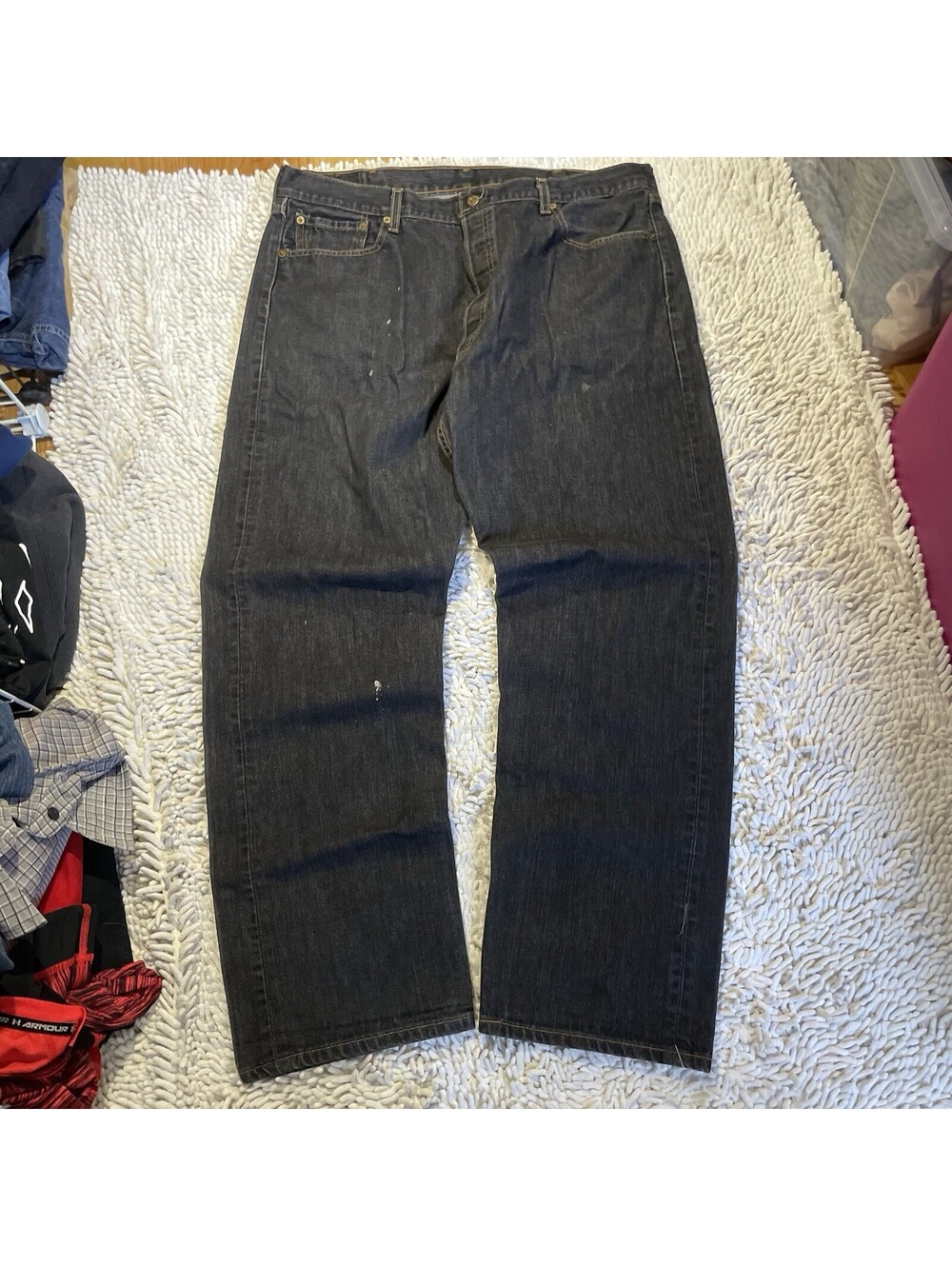 Levis 501XX Jeans Mens 38x31 Black Button Fly Grunge Denim Pants (tag 42x34)